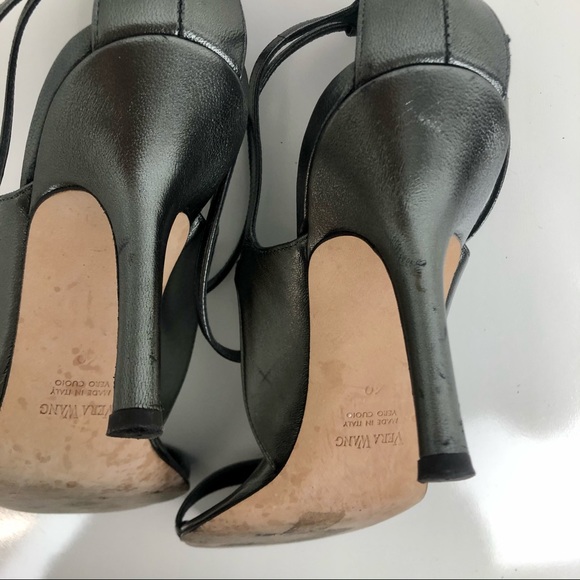 Vera Wang Gray Ankle Strap Buckle Heel Sandals 40 - Picture 9 of 9